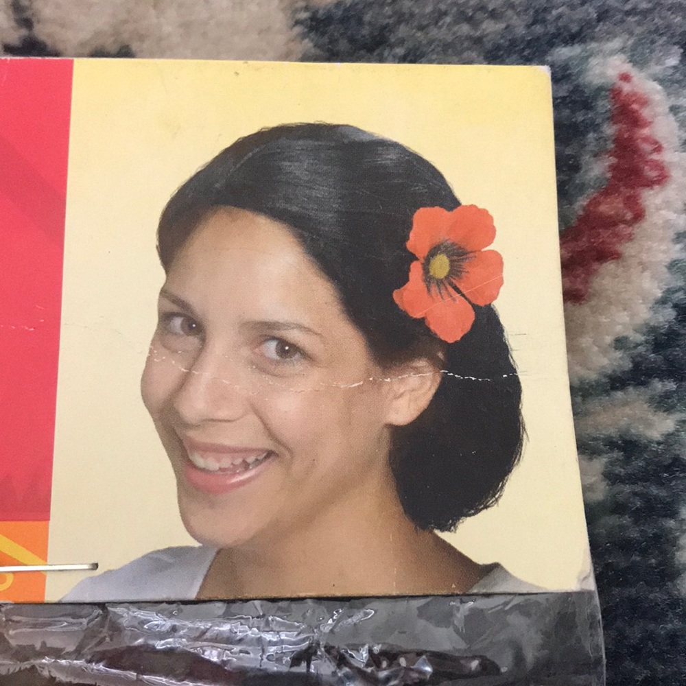 Brunette Wig with Flower